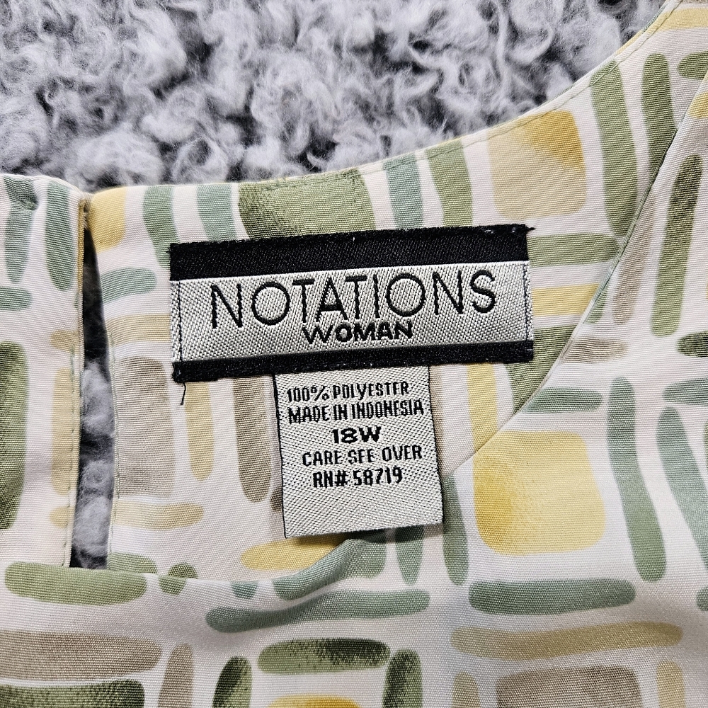 Notations Geometric Print Top 18W 2XL Short Sleeve Blouse Office Casual VTG - Picture 5 of 15